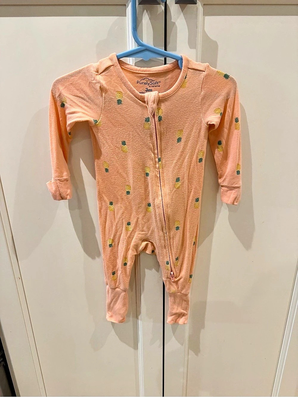 Carter's PurelySoft Pineapple Print 2-Way Zip Sleep & Play Footie Baby 3M